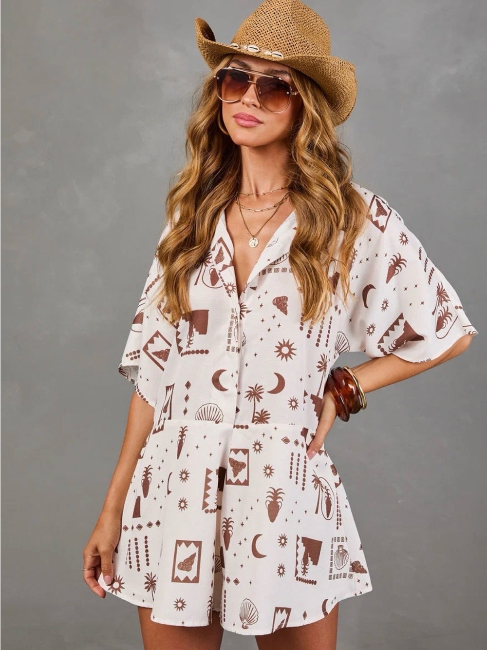 Canyon Moon Abstract Novelty Print Romper